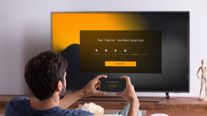 Using mobile two-factor authentication to log into smart TV app