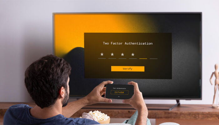 Using mobile two-factor authentication to log into smart TV app