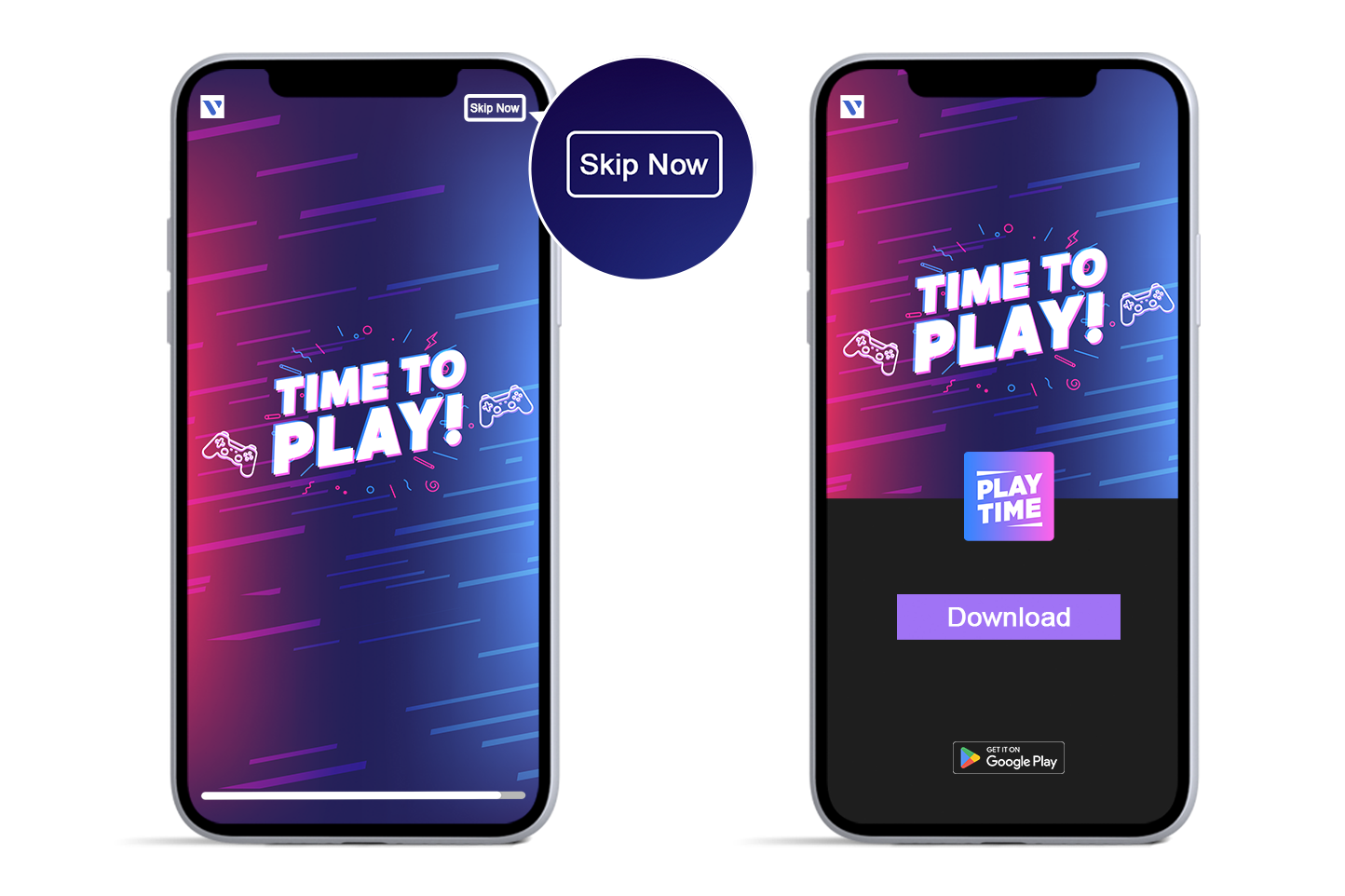 Full screen ad formats - skippable ad format on mobile device