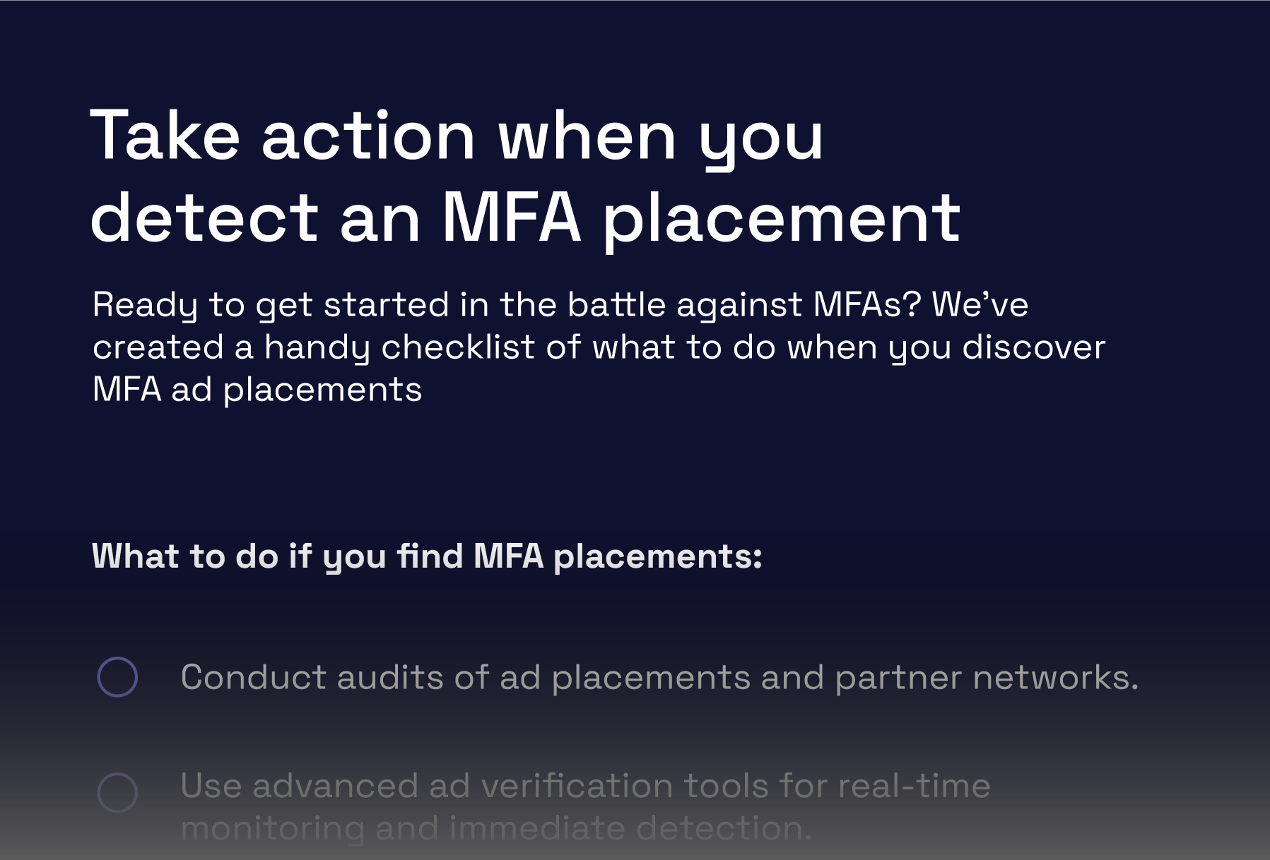 Action checklist for when you detect an MFA placement